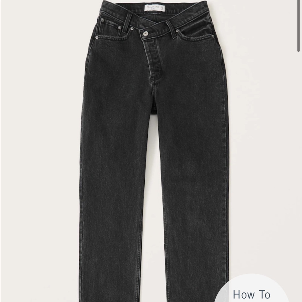 Abercrombie & Fitch The Dad High Rise Jeans in Washed Black-27 Regular